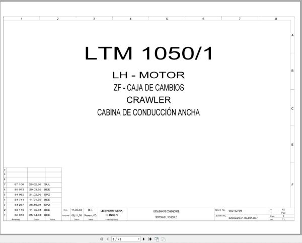 Liebherr Crane LTM 1040 1 Z19152 Electric and Hydraulic Diagrams ES 1
