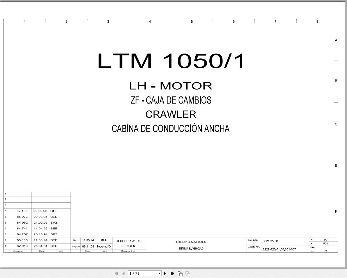 Liebherr Crane LTM 1040 1 Z19152 Electric and Hydraulic Diagrams ES 1