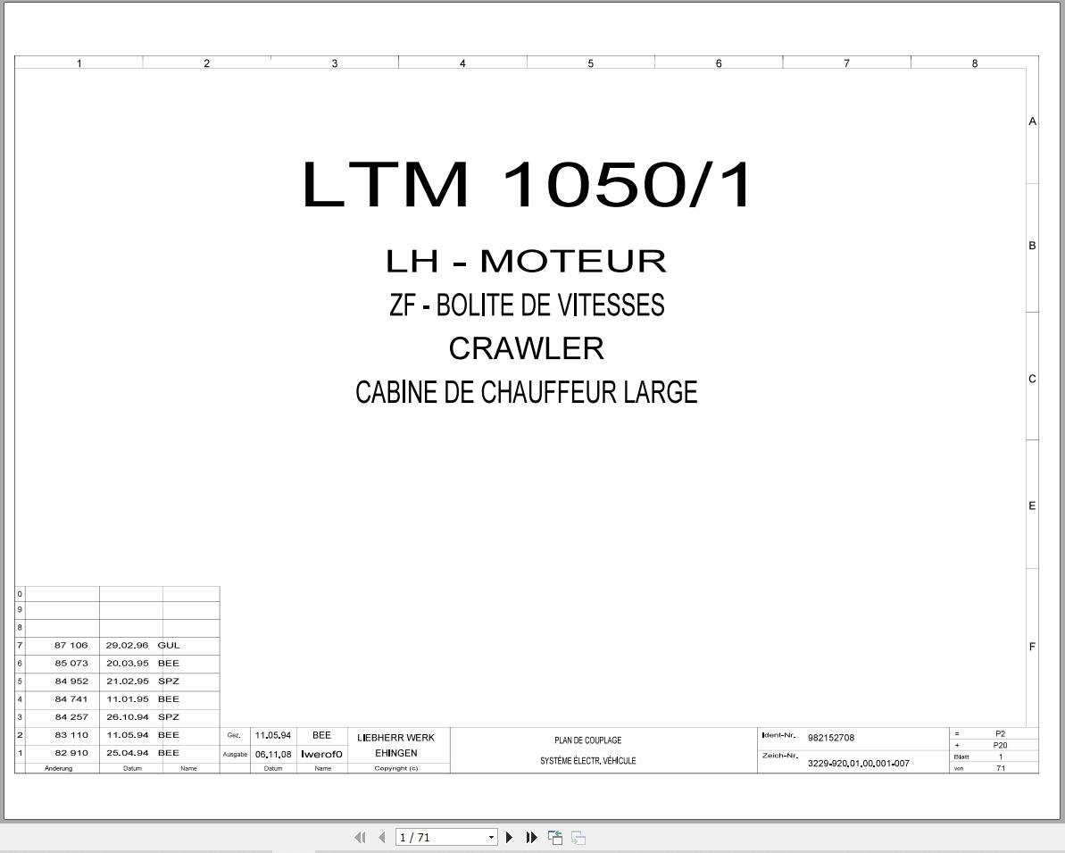Liebherr Crane LTM 1040 1 Z19152 Electric and Hydraulic Diagrams FR 1