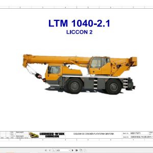 Liebherr Crane LTM 1040 2.1 Z52250 Electric and Hydraulic Diagrams ES 1