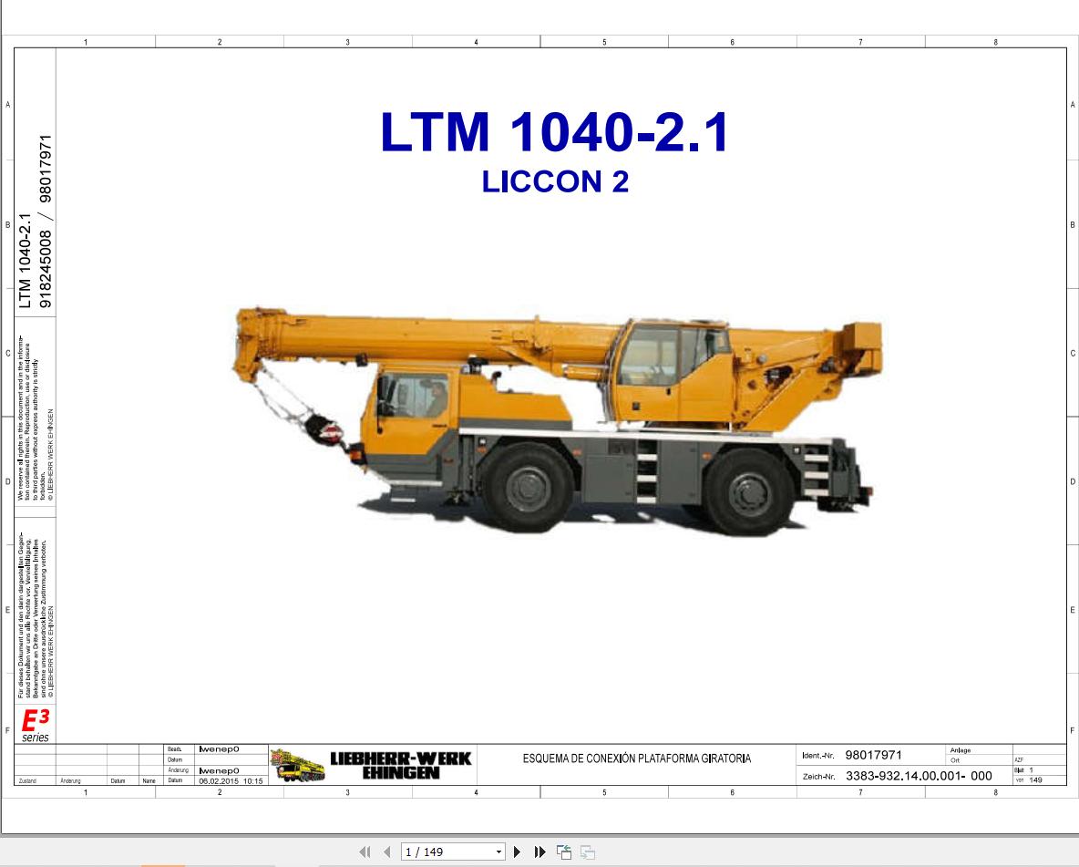 Liebherr Crane LTM 1040 2.1 Z52250 Electric and Hydraulic Diagrams ES 1
