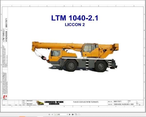 Liebherr Crane LTM 1040 2.1 Z52250 Electric and Hydraulic Diagrams FR 1