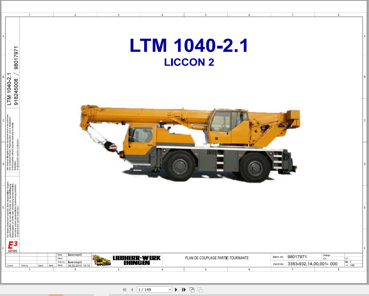 Liebherr Crane LTM 1040 2.1 Z52250 Electric and Hydraulic Diagrams FR 1