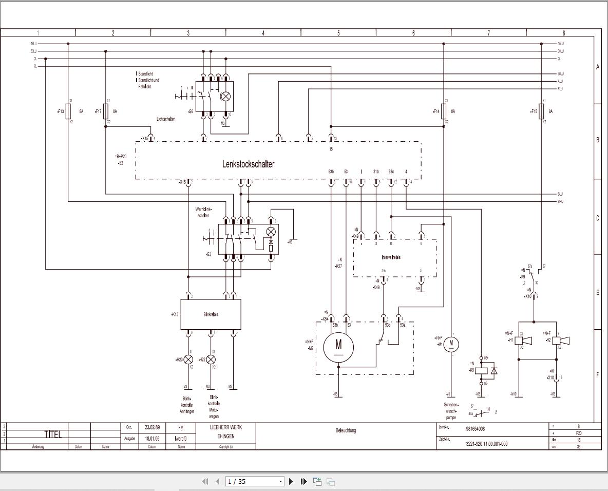 Liebherr Crane LTM 1040 Z15581 Electric and Hydraulic Diagrams DE 1