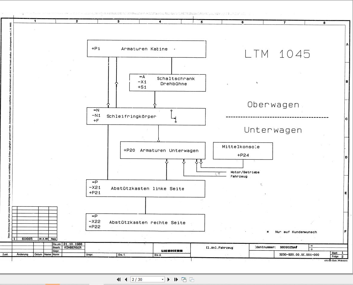 Liebherr Crane LTM 1045 Z12309 Electric Diagrams DE 1