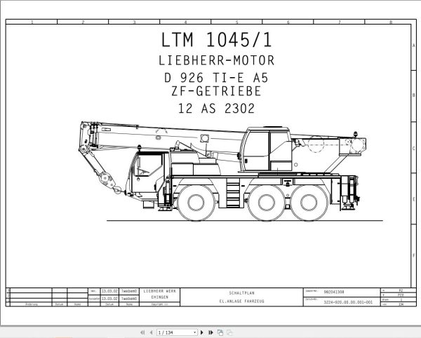 Liebherr Crane LTM 1045 Z53150 Electric and Hydraulic Diagrams DE 1