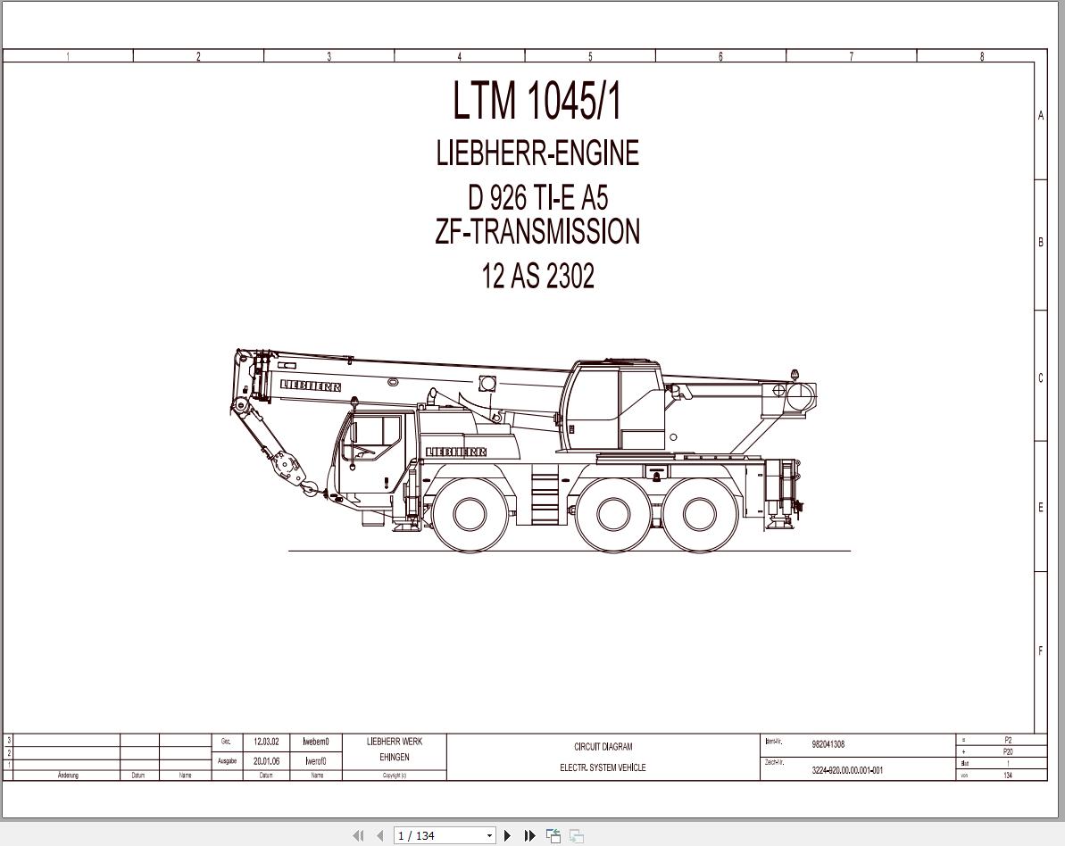 Liebherr Crane LTM 1045 Z53150 Electric and Hydraulic Diagrams EN 1