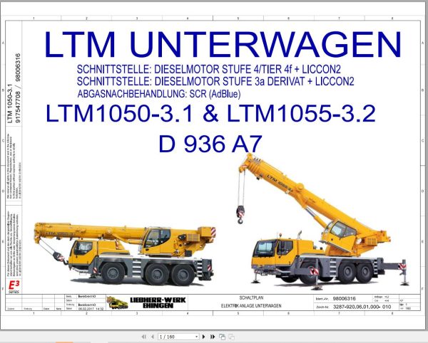Liebherr Crane LTM 1050 3.1 Z83700 Electric and Hydraulic Diagrams DE 1