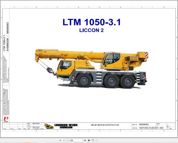 Liebherr Crane LTM 1050 3.1 Z83700 Electric and Hydraulic Diagrams EN 1
