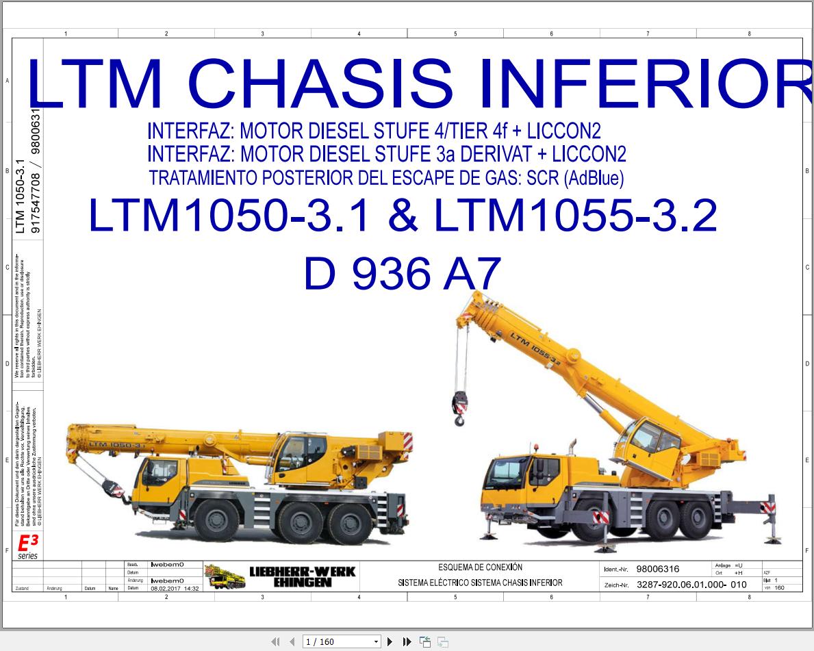 Liebherr Crane LTM 1050 3.1 Z83700 Electric and Hydraulic Diagrams ES 1