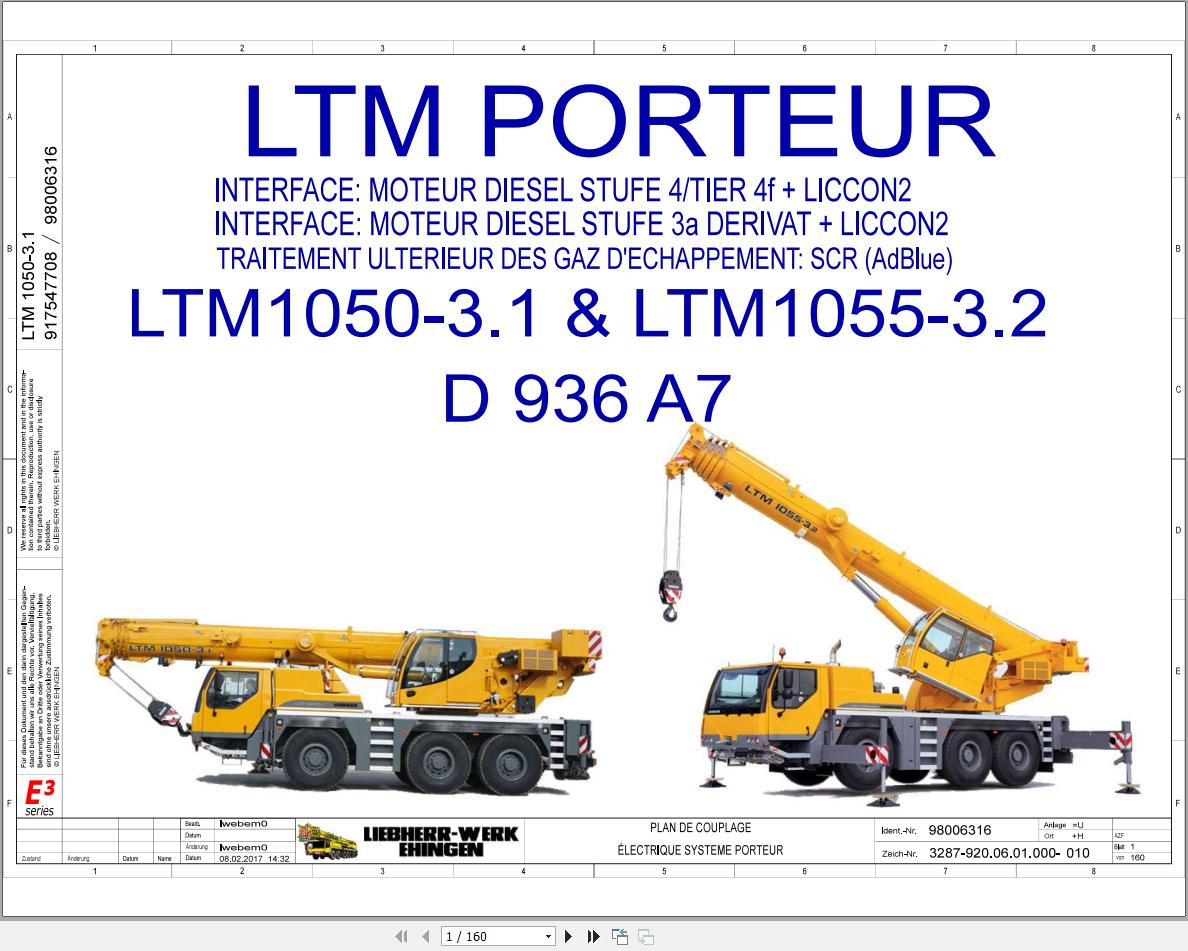 Liebherr Crane LTM 1050 3.1 Z83700 Electric and Hydraulic Diagrams FR 1