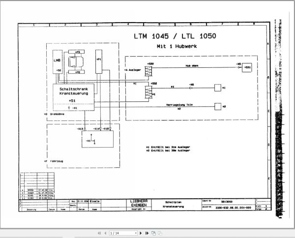 Liebherr Crane LTM 1050 Z22606 Electric and Hydraulic Diagrams DE 1
