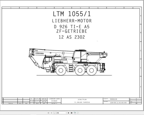 Liebherr Crane LTM 1055 1 Z55662 Electric and Hydraulic Diagrams DE 1