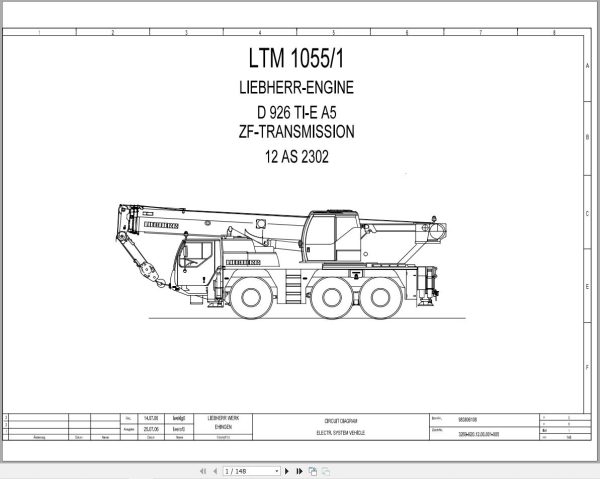 Liebherr Crane LTM 1055 1 Z55662 Electric and Hydraulic Diagrams EN 1