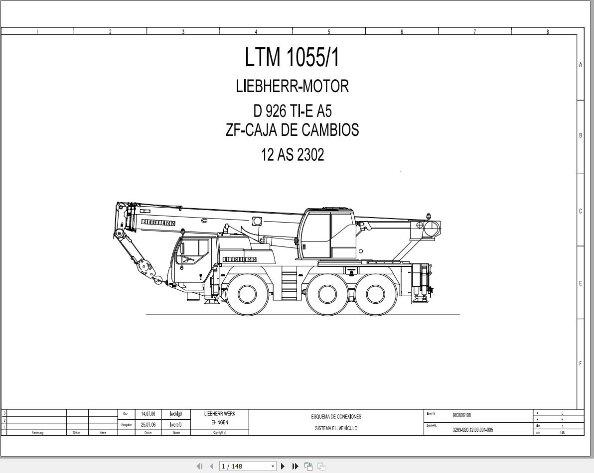 Liebherr Crane LTM 1055 1 Z55662 Electric and Hydraulic Diagrams ES 1