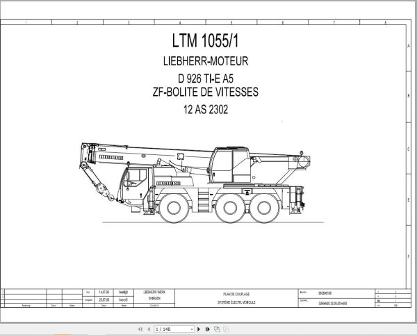 Liebherr Crane LTM 1055 1 Z55662 Electric and Hydraulic Diagrams FR 1