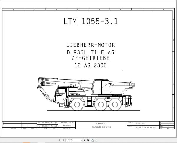 Liebherr Crane LTM 1055 3.1 Z84528 Electric and Hydraulic Diagrams DE 1