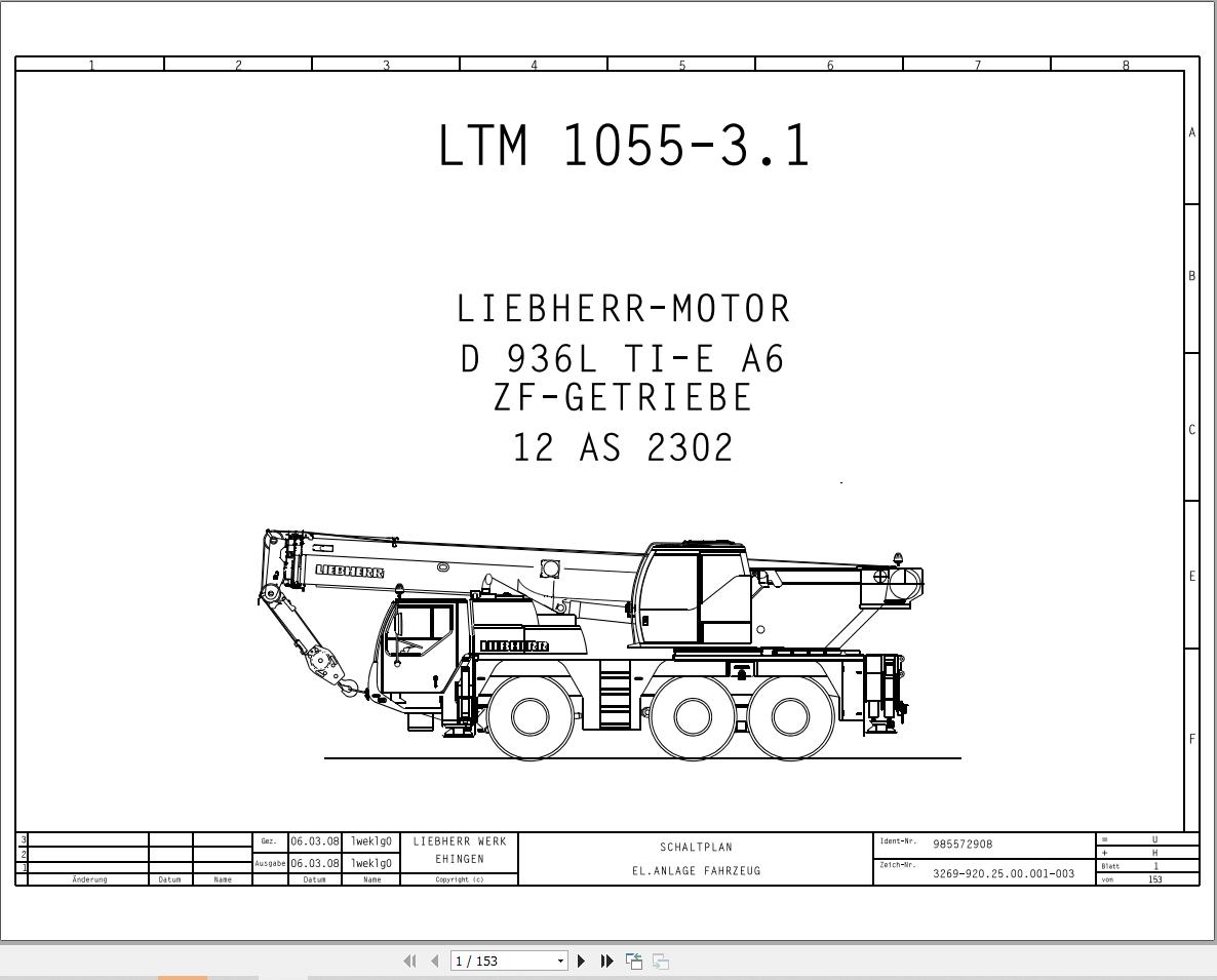 Liebherr Crane LTM 1055 3.1 Z84528 Electric and Hydraulic Diagrams DE 1