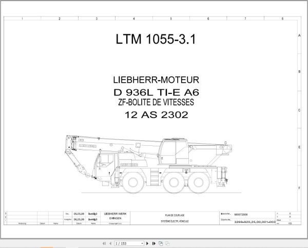 Liebherr Crane LTM 1055 3.1 Z84528 Electric and Hydraulic Diagrams FR 1
