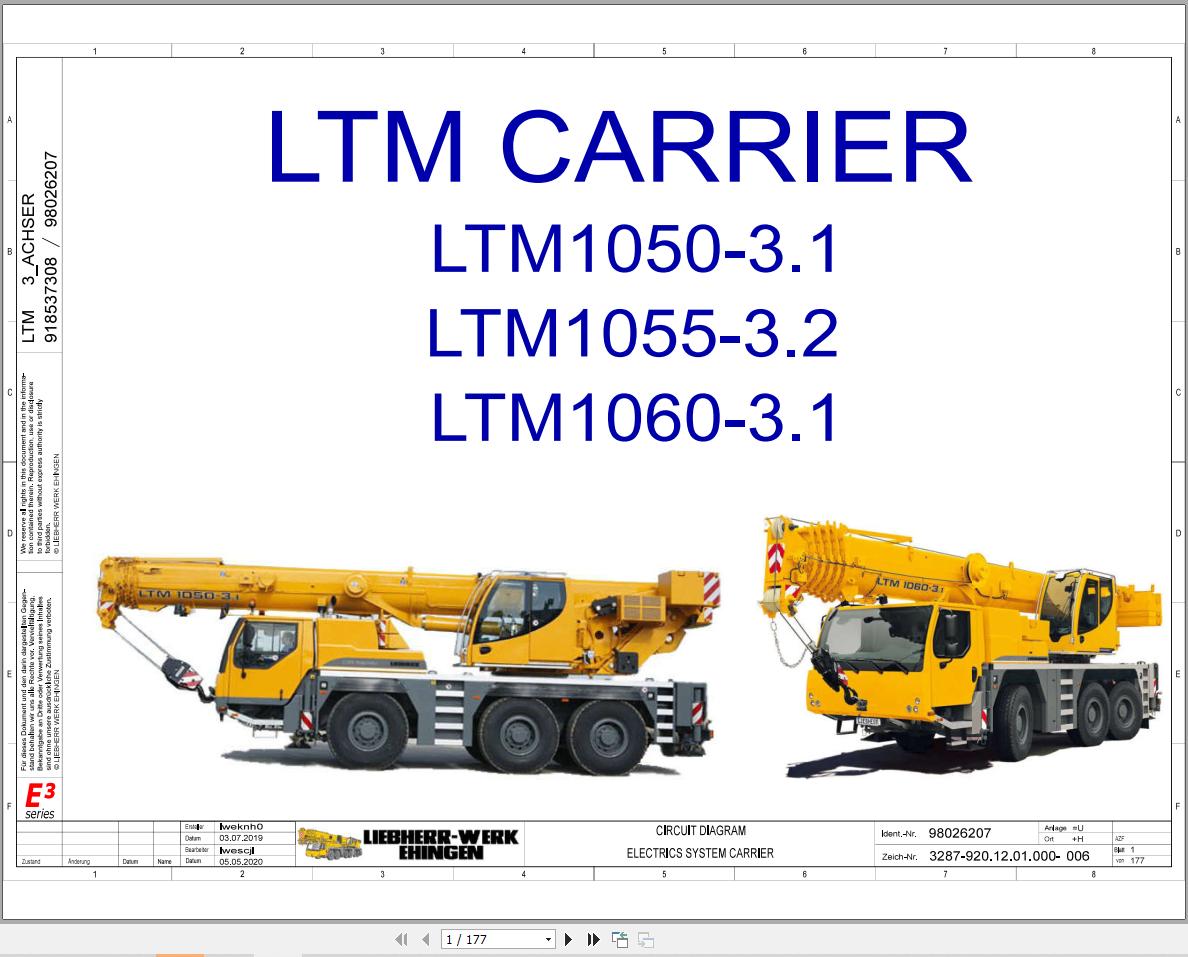 Liebherr Crane LTM 1055 3.2 Z85568 Electric and Hydraulic Diagrams EN 1