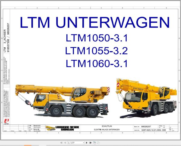 Liebherr Crane LTM 1055 3.2 Z85570 Electric and Hydraulic Diagrams DE 1