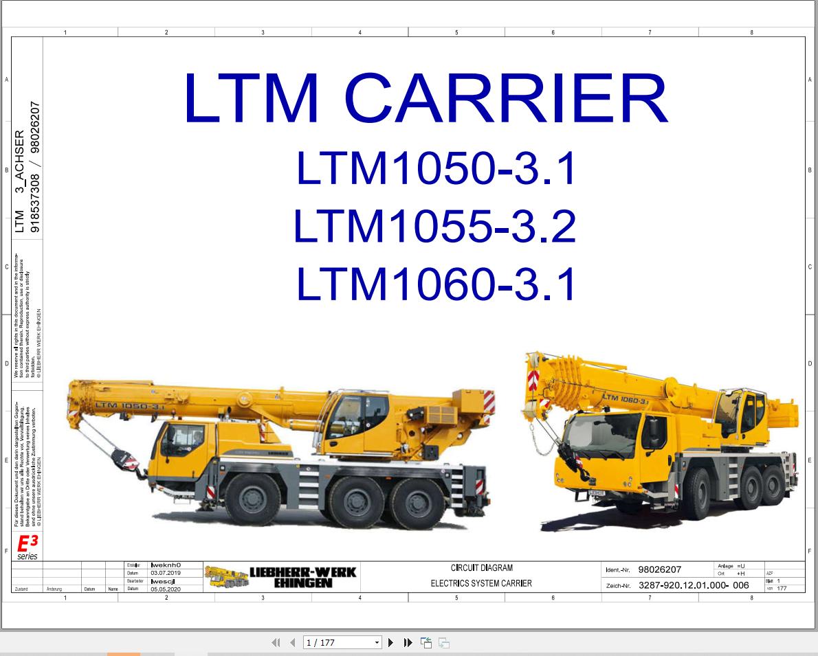 Liebherr Crane LTM 1055 3.2 Z85570 Electric and Hydraulic Diagrams EN 1