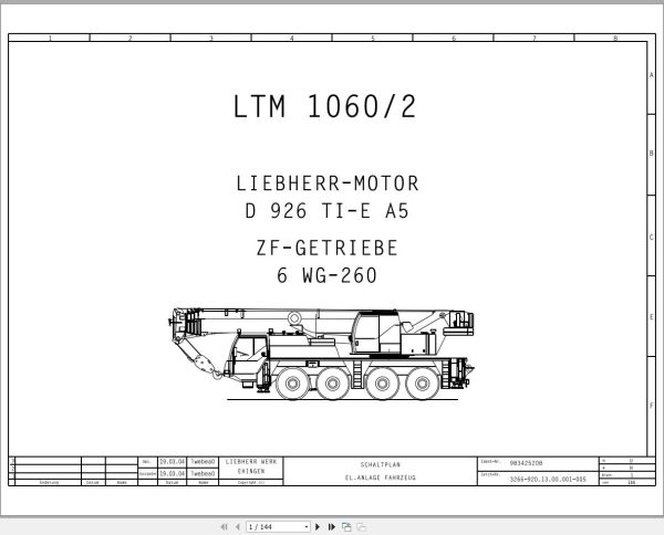 Liebherr Crane LTM 1060 2 Z57701 Electric and Hydraulic Diagrams DE 1