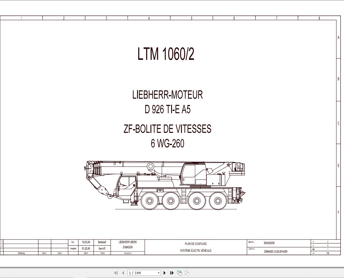 Liebherr Crane LTM 1060 2 Z57701 Electric and Hydraulic Diagrams FR 1