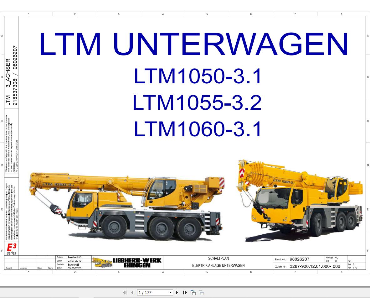 Liebherr Crane LTM 1060 3.1 Z45471 Electric and Hydraulic Diagrams DE 1