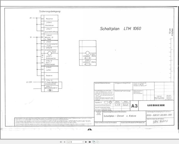 Liebherr Crane LTM 1060 Z12064 Electric Diagrams DE 1