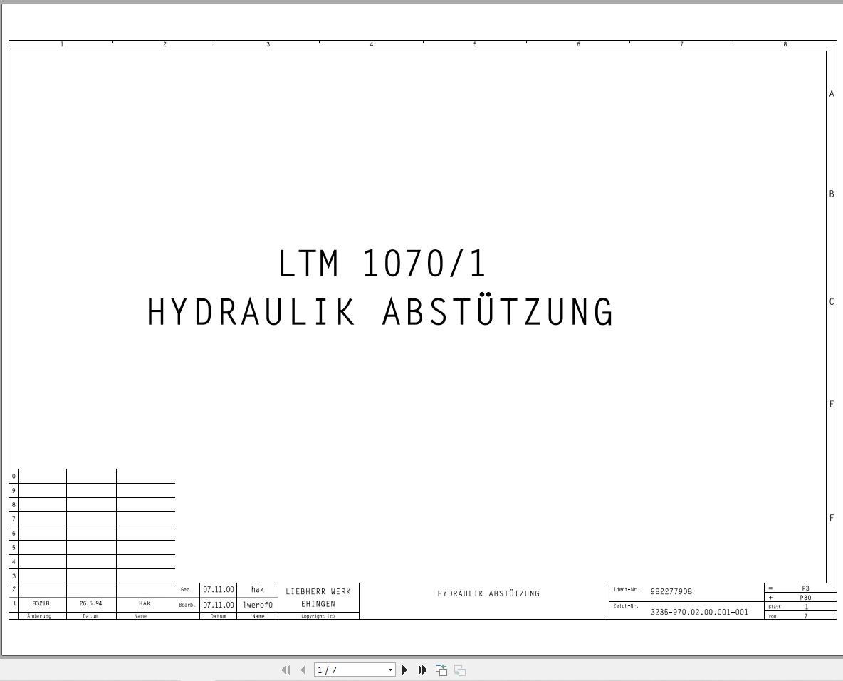 Liebherr Crane LTM 1070 1 Z22713 Electric and Hydraulic Diagrams DE 1