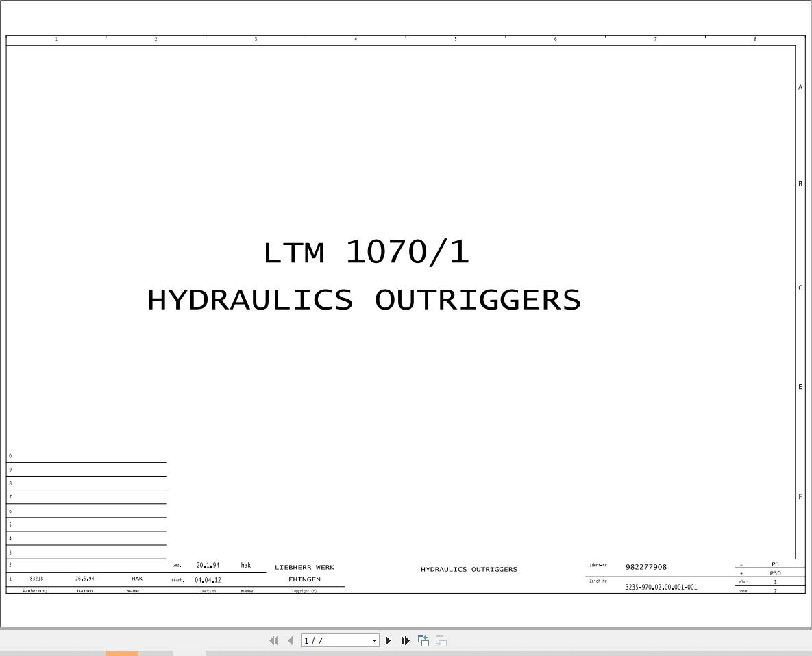 Liebherr Crane LTM 1070 1 Z22713 Electric and Hydraulic Diagrams EN 1