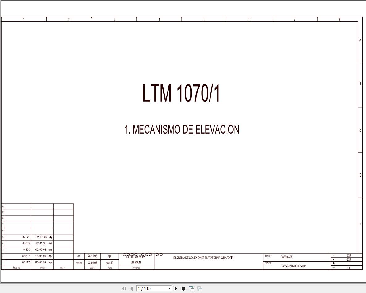 Liebherr Crane LTM 1070 1 Z22713 Electric and Hydraulic Diagrams ES 1