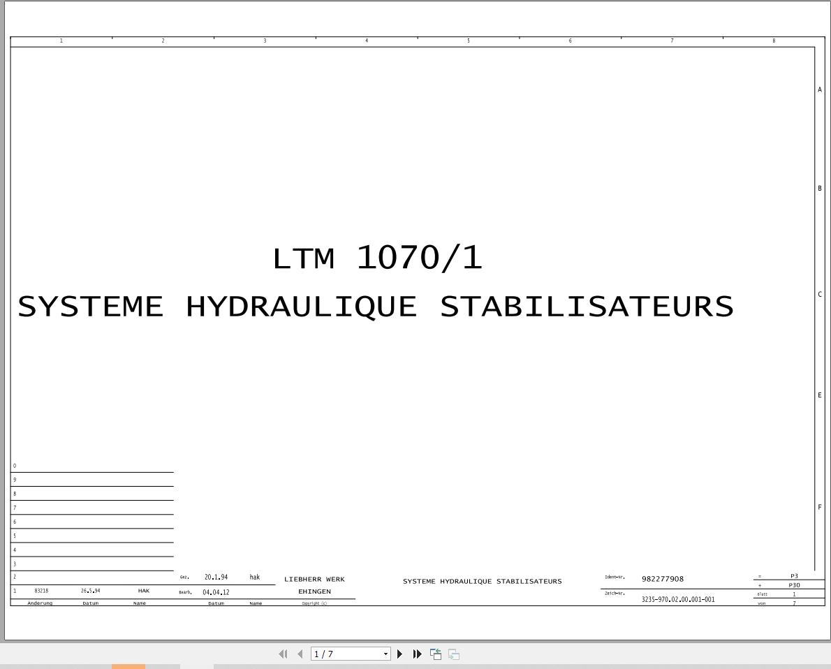 Liebherr Crane LTM 1070 1 Z22713 Electric and Hydraulic Diagrams FR 1