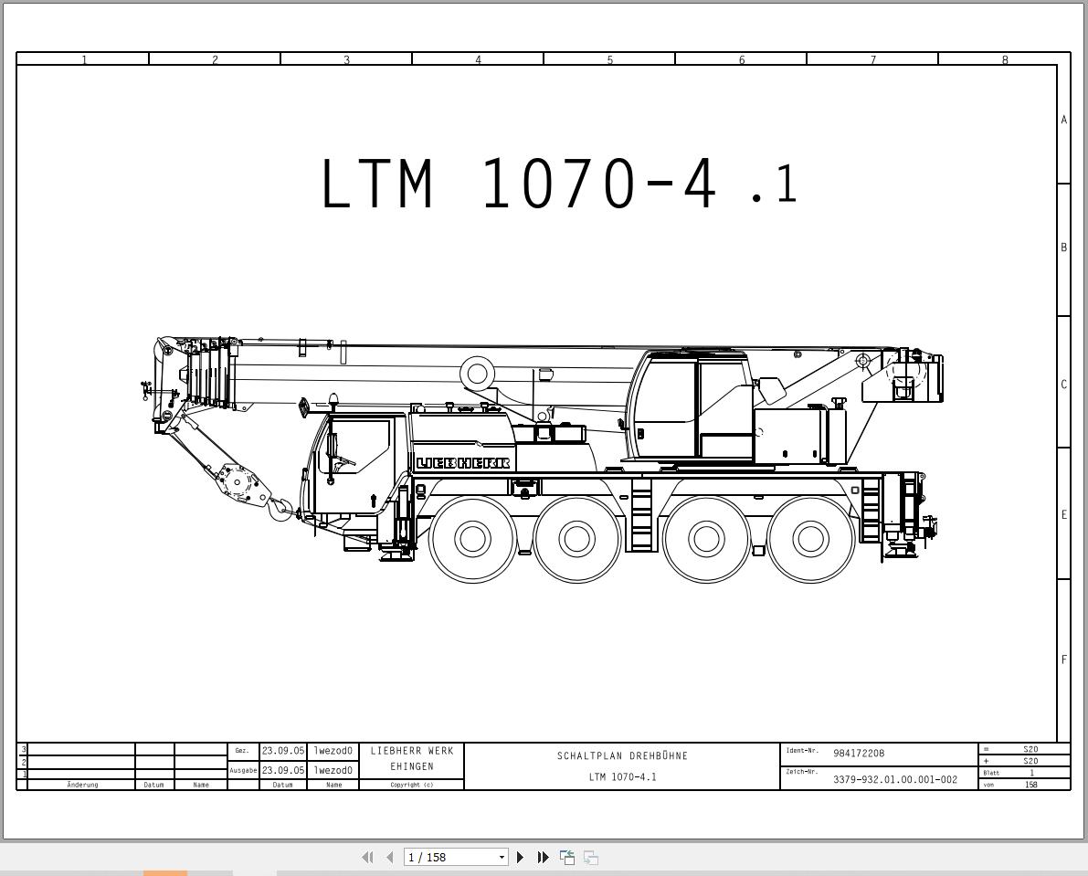 Liebherr Crane LTM 1070 2 Z59015 Electric and Hydraulic Diagrams DE 1