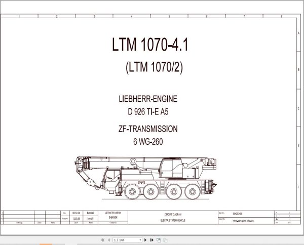 Liebherr Crane LTM 1070 2 Z59015 Electric and Hydraulic Diagrams EN 1