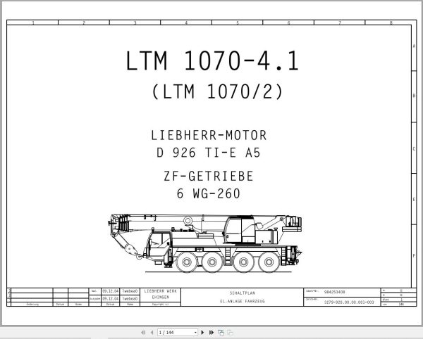 Liebherr Crane LTM 1070 4.1 Z59026 Electric and Hydraulic Diagrams DE 1