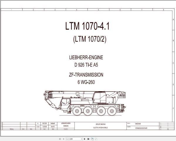 Liebherr Crane LTM 1070 4.1 Z59026 Electric and Hydraulic Diagrams EN 1