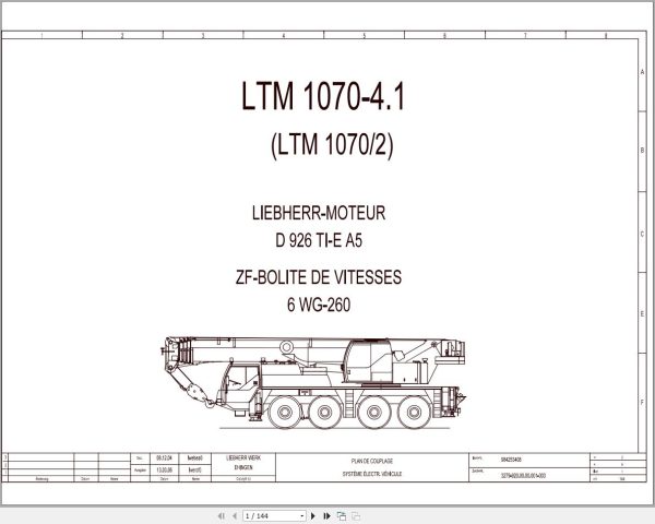 Liebherr Crane LTM 1070 4.1 Z59026 Electric and Hydraulic Diagrams FR 1