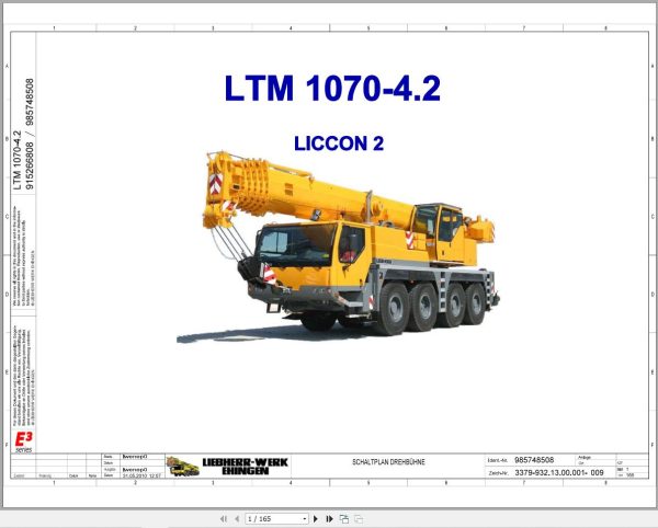 Liebherr Crane LTM 1070 4.2 Z59936 Electric and Hydraulic Diagrams DE 1