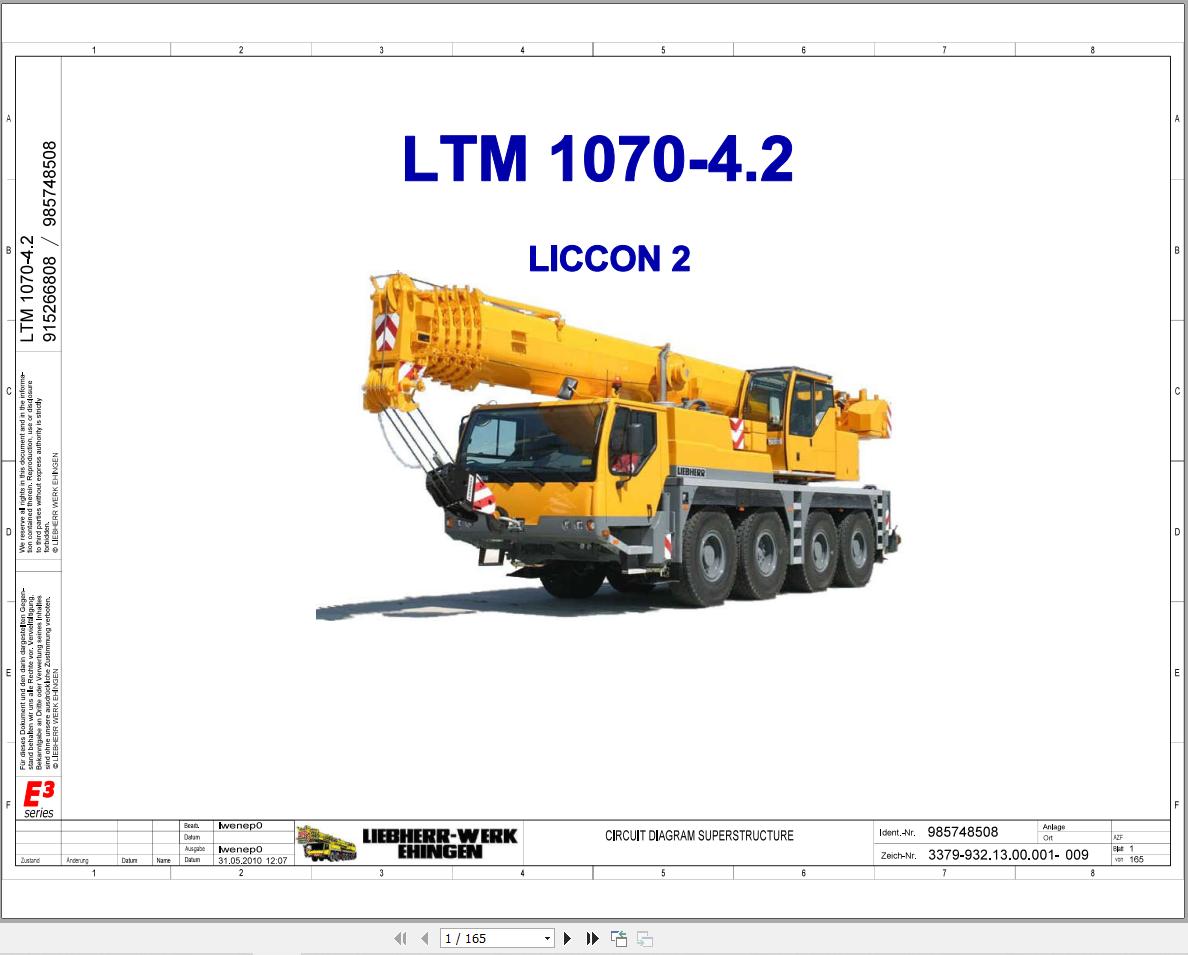 Liebherr Crane LTM 1070 4.2 Z59936 Electric and Hydraulic Diagrams EN 1