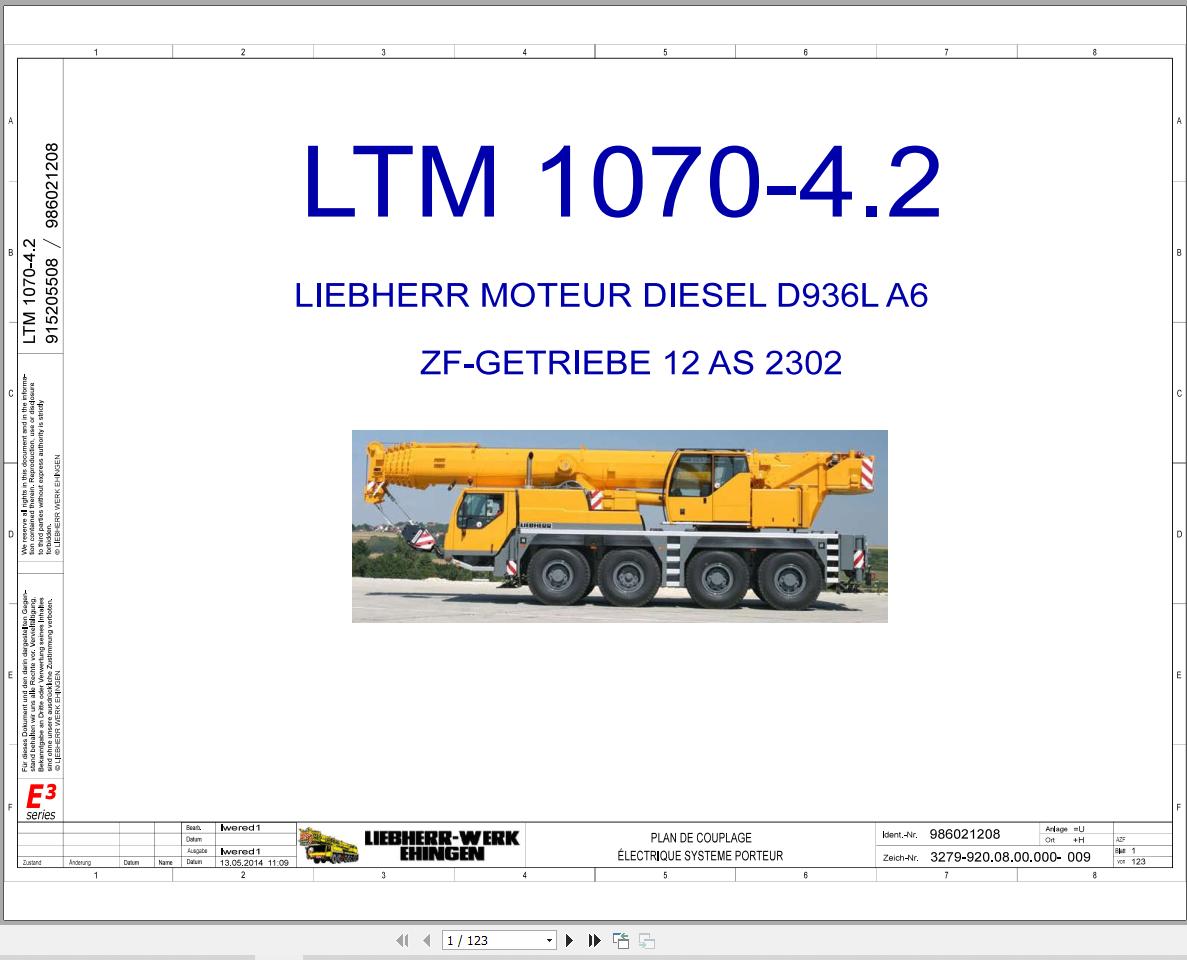Liebherr Crane LTM 1070 4.2 Z59936 Electric and Hydraulic Diagrams FR 1