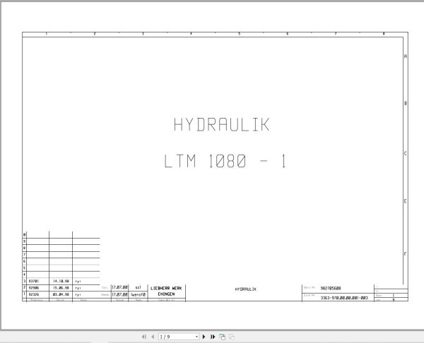 Liebherr Crane LTM 1080 1 Z23823 Electric and Hydraulic Diagrams DE 1