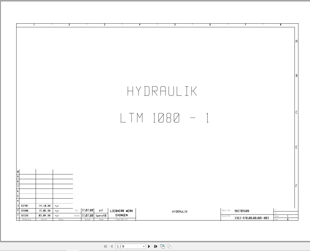 Liebherr Crane LTM 1080 1 Z23823 Electric and Hydraulic Diagrams DE 1