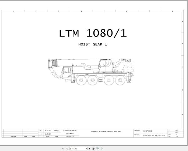 Liebherr Crane LTM 1080 1 Z23823 Electric and Hydraulic Diagrams EN 1