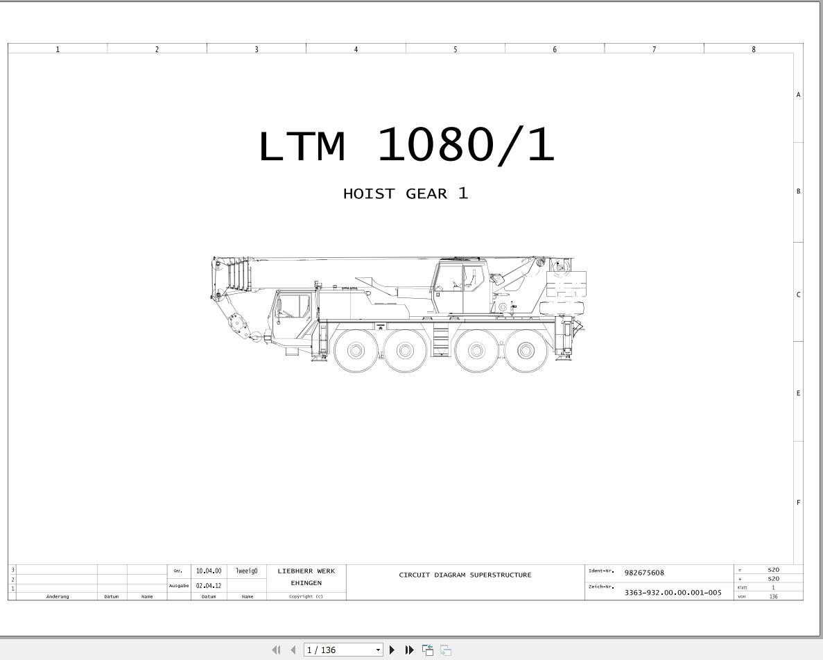 Liebherr Crane LTM 1080 1 Z23823 Electric and Hydraulic Diagrams EN 1