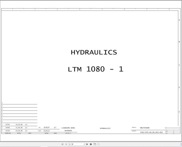 Liebherr Crane LTM 1080 1 Z23823 Electric and Hydraulic Diagrams EN 3