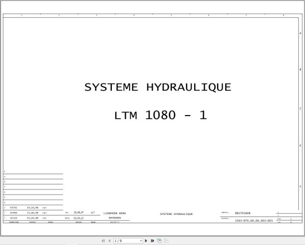 Liebherr Crane LTM 1080 1 Z23823 Electric and Hydraulic Diagrams FR 1