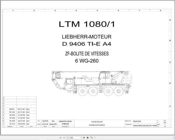 Liebherr Crane LTM 1080 1 Z23823 Electric and Hydraulic Diagrams FR 3