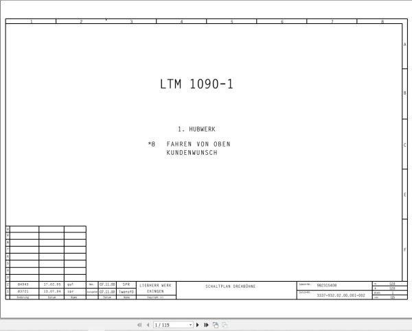 Liebherr Crane LTM 1090 1 Z22814 Electric and Hydraulic Diagrams DE 1